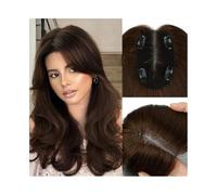 Femmes Cheveux Toppers for capelli umani con base in pizzo svizzero da 3,5 "x5,5" Attaccatura naturale da 10 pollici Clip for capelli lisci Remy in Toppers for capelli europei Aggiungi volume ai capel