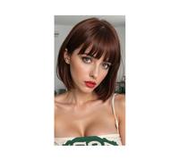 Femmes Cheveux Toppers for capelli umani Remy da 10 pollici con frangia, base in seta, 3 clip in toppers for capelli for donne, estensioni for capelli Extension per Capelli(Brown)