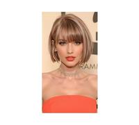 Femmes Cheveux Toppers for capelli umani Remy da 10 pollici con frangia, base in seta, 3 clip in toppers for capelli for donne, estensioni for capelli Extension per Capelli(Brown mix blonde)