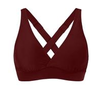 Femmes Maillots de bain élastiques hauts à Armatures couverture complète Haut de Bikini Push Up Maillot de bain Haut Court cravate DOS Maillot de bain hauts, Vino, XXL