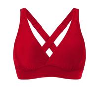 Femmes Maillots de bain élastiques hauts à Armatures couverture complète Haut de Bikini Push Up Maillot de bain Haut Court cravate DOS Maillot de bain hauts, Colore: rosso, XXL