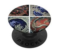 Femmina Fenice Maschio Drago Ukiyo-e Art di Katsushika Hokusai PopSockets PopGrip Adesivo