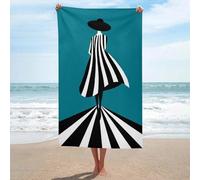 Femmina in nero bianco a righe mantello telo mare asciugamano da spiaggia in microfibra senza sabbia grandi asciugamani doccia multiuso assorbente per bagno piscina 130 x 80 cm