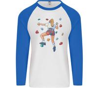 Femminile Rock Climber Arrampicata Muro Uomo L/S Baseball T-Shirt