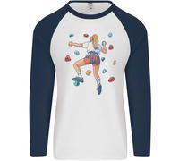 Femminile Rock Climber Arrampicata Muro Uomo L/S Baseball T-Shirt
