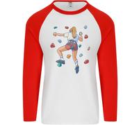 Femminile Rock Climber Arrampicata Muro Uomo L/S Baseball T-Shirt