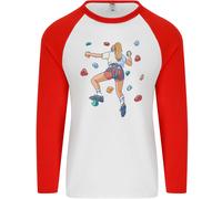 Femminile Rock Climber Arrampicata Muro Uomo L/S Baseball T-Shirt