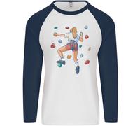 Femminile Rock Climber Arrampicata Muro Uomo L/S Baseball T-Shirt