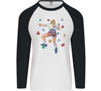 Femminile Rock Climber Arrampicata Muro Uomo L/S Baseball T-Shirt