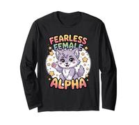 Femminile Senza Paura Alfa Forte Potente Donne Lupo Mannaro Ragazza Maglia a Manica