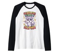 Femminile Senza Paura Alfa Forte Potente Donne Lupo Mannaro Ragazza Maglia con Maniche Raglan