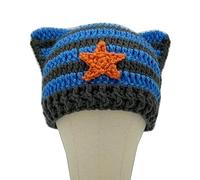Femminile Tessuto A Mano Inverno Cappelli Caldi Moda Y2K Diavolo Horn Cap Per Adolescenti Ragazze Donne Street Street Headwear Cappello A Maglia Adulti, Blu Nero , Taglia unica