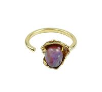 Femmorya Anello da sogno in ametista - Anello aperto con ametista e placcatura in oro 14 K, Lega di rame, rivestimento K-oro, Perla