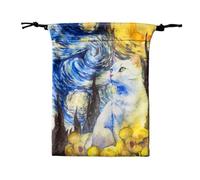 Femmorya Sacchetto di velluto 13 x 18 cm - Gatti pittura a olio design fantasy arte per gioielli, cristalli e biglietti, sacchetto regalo per feste, compleanni, stile 2