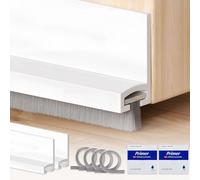 FEMONGY 2 pezzi 100 × 3 cm Paraspifferi sottoporta, Spazzola sottoporta, Antivento, antipolvere e anti-insetti, Con 4 strisce di setole sostituibili e promotore di adesione, Bianco