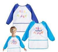 FEMONGY grembiule pittura bambini 2 pezzi grembiule cucina bambino Impermeabile grembiuli cucina bambini Libs con maniche e 3 tasche per antichi 2-8 anni (Palimprint)