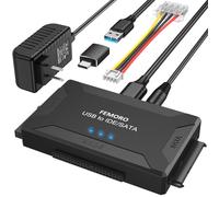 FEMORO Lettore di dischi rigidi IDE SATA a USB 3.0 + adattatore USB C, kit convertitore di recupero dati ultra 3 in 1 con alimentatore 12 V/2 A per SSD interno da 2,5 '' da 3,5 '' HDD IDE SATA Blu-ray