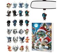 Fenayuu Calendario 'Avvento In Acrilico Con Pendenti Per Natale - Calendario 'Avvento Con 24 Pendenti Di Drago | Cimelio Da Collezione In Acrilico 2D,Per Soggiorno Albero Finestra Parete