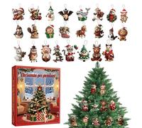 Fenayuu Calendario natalizio con conto alla rovescia, 24 giorni, ciondolo 2D - gioielli natalizi - per bambini, adulti, collezionisti, amanti, finestre, porte, auto, zaino