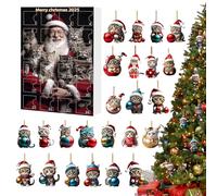 Fenayuu Decorazioni Natalizie Gatti | Addobbi Festivi Ciondolo Gatto Acrilico Bidimensionale - Calendario 'Avvento 24 Giorni Charm Micio per Specchietto Retrovisore Auto Decorazioni Albero Di Natale