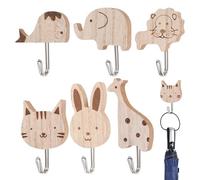 Fenayuu Ganci per Asciugamani Animali - Ganci Appendiabiti in Legno, Adesivi Multiuso per Casa Soggiorno Cucina Bagno Ingresso Spazi Piccoli