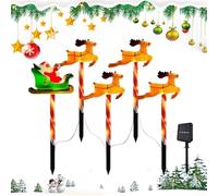 Fenayuu Pali di luci di Natale,Pali di luci di Natale per esterni | 5 per statuette natalizie Elk Design - Illuminazione paesaggistica a LED per il percorso pedonale del portico del cortile