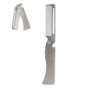 Fenayuu Pettine tascabile per barba, pettine per capelli in acciaio inox, spazzola portatile per capelli, baffi, strumento per lo styling