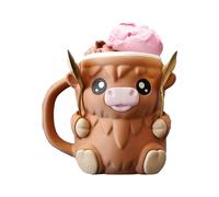 Fenayuu Supporto per pinta per Highland Cow, 16 oz, con fessura per cucchiaio e cassetto per snack segreto, ermetico per congelatore, dessert, serate cinematografiche, feste, barbecue