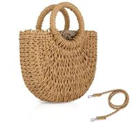 FENBEN Borsa a tracolla da donna in paglia estiva spiaggia weave borsa a tracolla, marrone, taglia unica