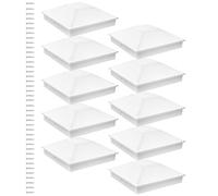Fence Post Tops, 4x4 Deck Post Covers, White 10-Piece Protector Set, Decorative UV Fade Resistant Design, Ideal for Porch, Outdoor Patio, Dock, Yard, Durable Weatherproof Accessories, Home Improvement
