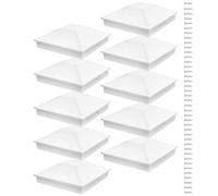 Fence Post Tops | Post Tops 4X4 | White 10Piece Protector Decorative UV Fade Resistant | PP Material External 10.2x10.2x3.5cm Internal 9.2x9.2cm 20 Screws - For Porch Outdoor Patio Dock Yard