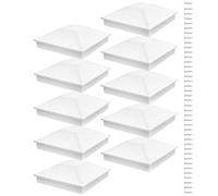 fencepostCaps - 10-Piece White Uv Resistant 4x4 Deck Cover, postToppers Cover Protector Decorative, Exterior Yard Dock Patio Outdoor | Chain Link fencePost, Split Rail fenceTop, Vinyl fencePost