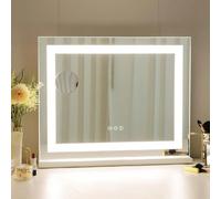 FENCHILIN Specchio Con Luce Regolabile 3 Effetti di Illuminazione Appeso Sulla Parete/Ufficio Doppio Purpose Specchio Bagno Specchio Grande-Size Bianco 58cm X 46cm Bianco C'è una porta di ricarica di