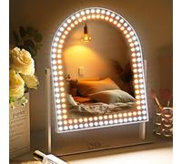 FENCHILIN Specchio da trucco con illuminazione, 25 x 30 cm, con doppio anello a LED, 3 modalità di luce, girevole a 360°, per camera da letto, tavolo da toeletta