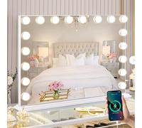 FENCHILIN Specchio Hollywood con luci Porta USB 18 Lampadine Dimmerabili Specchio per il Trucco con Illuminazione Specchio Led a 3 colore 80 x 60 cm specchio luci grande
