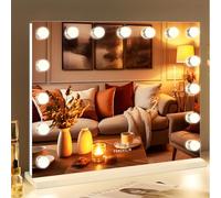 FENCHILIN Specchio Hollywood con retroilluminazione RGB 15 LED, specchio cosmetico con luci, 3 modalità di illuminazione, retroilluminazione RGB dinamica, specchio per trucco Hollywood con luci,