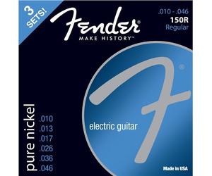 Fender 150R Electric Pure Nickel Ball End 10-46 3 Pack Corde Chitarra Elettrica