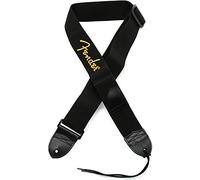 Fender, tracolla per chitarra, in poliestere, con logo giallo, regolabile, 83,8 - 134,6 cm, colore: nero