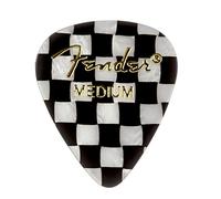 Fender® »351 SHAPE GRAPHIC PICKS - CHECKER« Plettri in celluloide - Forma 351 - Medium - 12 in confezione - Colore: Checkerboard