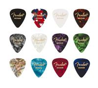Fender 351 Shape - Plettri in Celluloide Premium, Assortiti, Confezione da 12, Spessore Medio, Tono Caldo e Versatile