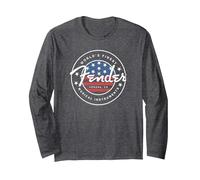 Fender American Flag Circle Stamp Logo Maglia a Manica, Unisex per Adulti, Grigio Scuro, S