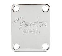 Fender® »AMERICAN SERIES 4-BOLT BASS NECK PLATE WITH"FENDER CORONA" STAMP« Piastra del manico per Basso Elettrico - 4-Fori - Colore: Cromata