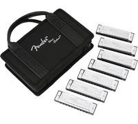 Fender Blues Deluxe Armonica Diatonica Set 7 Tonalità con Custodia | Armonica diatonica a 10 fori, tonalità CGADFE Bb, da principiante a professionista, suono blues classico, custodia inclusa