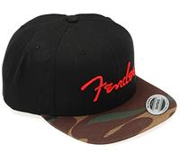 Fender© "Camo Flatbill Hat" Cappello - Taglia Uni - Colore: Nero/Camouflage