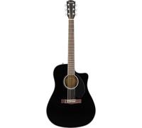 Fender CD-60SCE Dreadnought - Chitarra Acustica Elettrificata, Cutaway, Abete Massello, Tastiera in Noce, Nero, Suono Potente e Versatile, Include Lezioni Gratuite su Fender Play