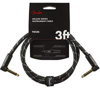 Fender Deluxe Cavo Strumento Jack 6.3mm Angolato/Dritto 1M | Cavo chitarra professionale, connettore jack 6.3mm angolato 90Â°, ideale per chitarra elettrica & basso, 1 metro