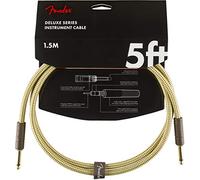 Fender Deluxe Cavo Strumento Jack 6.3mm Tweed Straight 1.5M | Cavo per chitarra elettrica e basso, connettori dorati, silenzioso, tweed intrecciato, uso professionale, jack 6.3mm