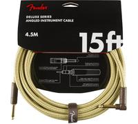 Fender Deluxe Cavo Strumento Tweed Jack 6.3mm Dritto/Angolato 4.5m | Cavo per chitarra di alta qualità, rame privo di ossigeno al 99%, jack da 1/4" placcati in oro 24 carati, a basso rumore