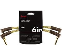 Fender Deluxe Cavo Strumento Tweed Straight 6" 2x | 2 cavi jack 6.35mm intrecciati, 15cm, per chitarra elettrica & basso, audio professionale, durevole