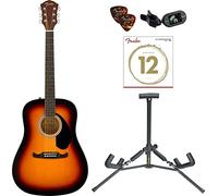 Fender FA-125 Dreadnought WN Sunburst Pack Acoustic Guitar (Guitarra + Soporte + Afinador + Cuerdas Extra)